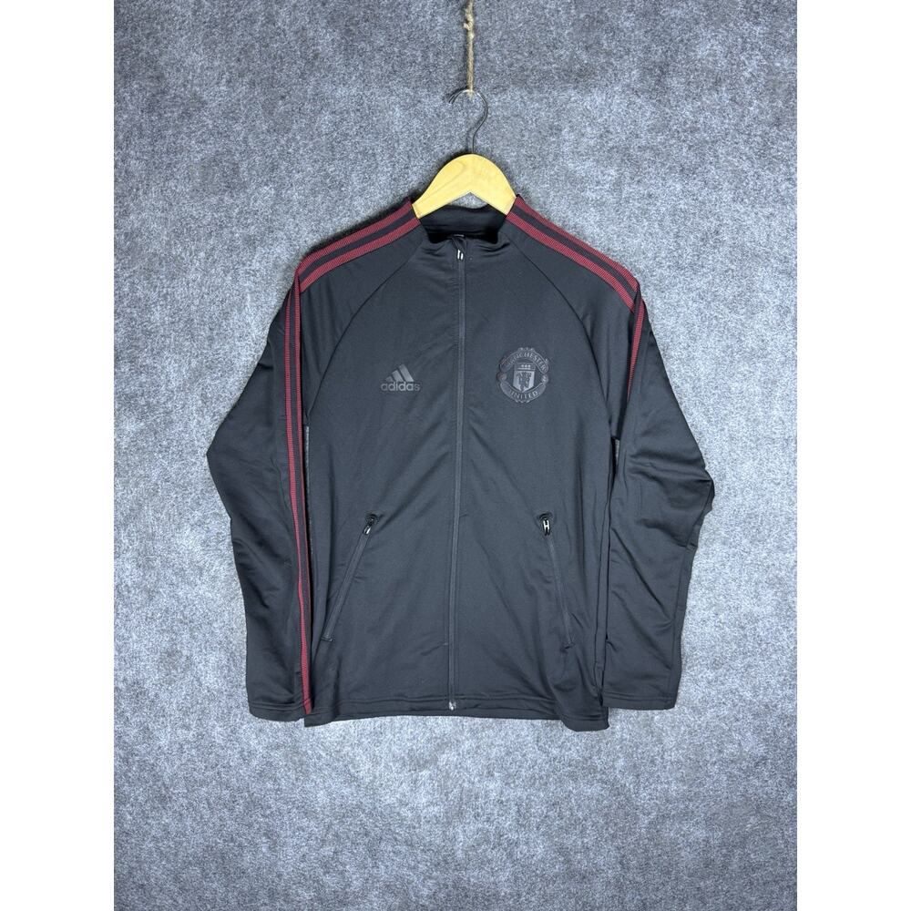 Adidas Mens Manchester United Soccer Warmup Track Jacket Size XS Black Red
